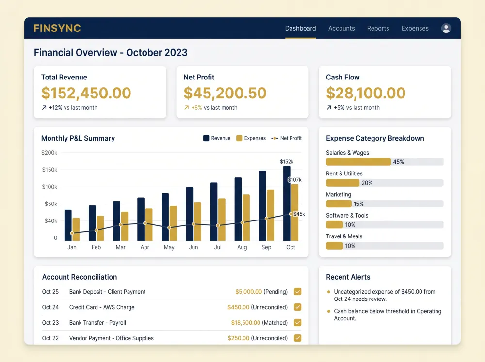 Bookkeeping dashboard